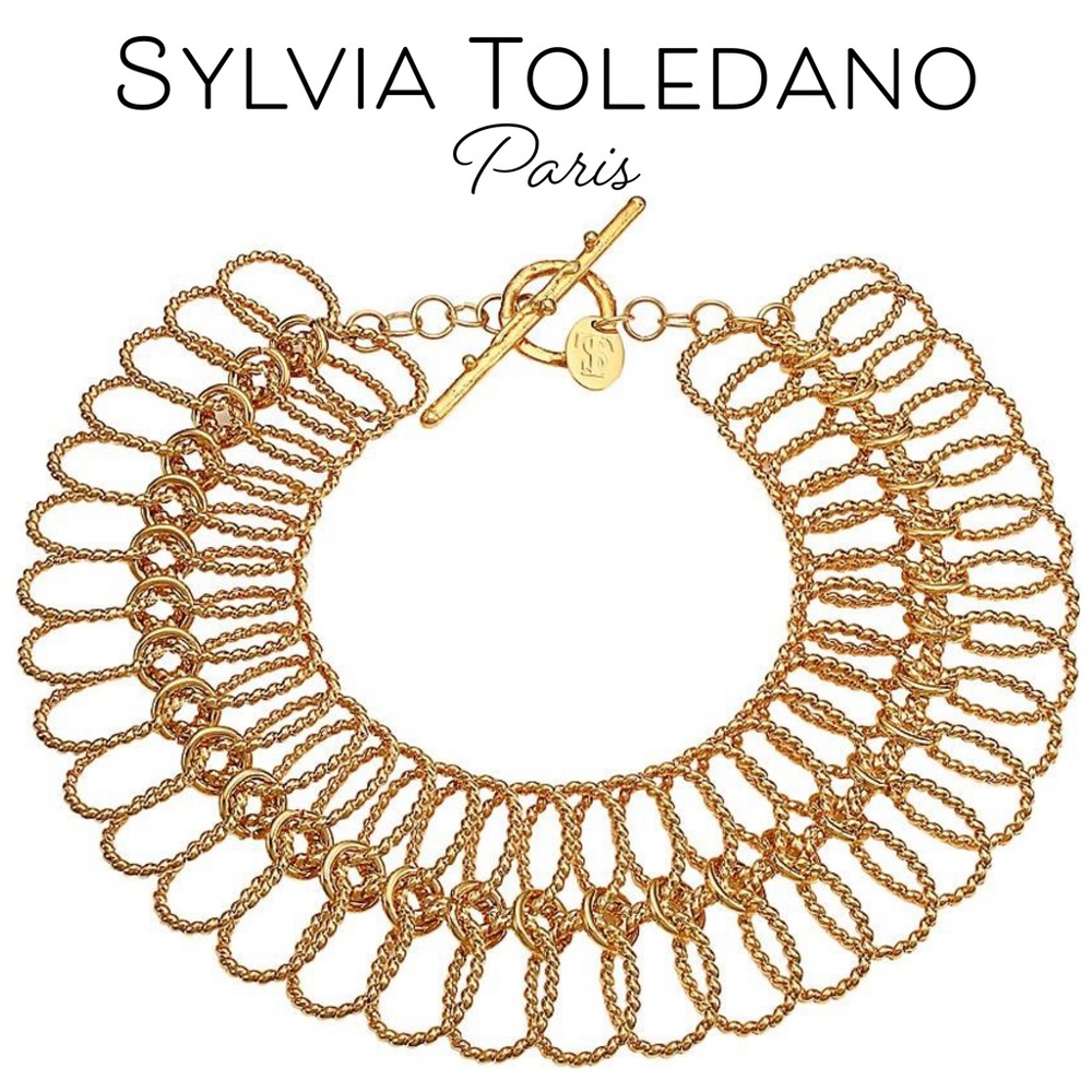 Sylvia Toledano 🆕 Goldtone Interlocking Choker Necklace • Gold • NWT